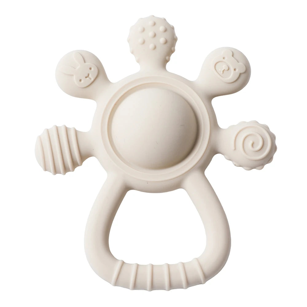 BPA-Free Silicone Teething Toy | Sensory Baby Rattle Teether