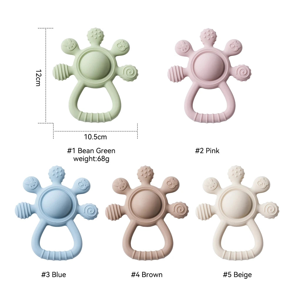 BPA-Free Silicone Teething Toy | Sensory Baby Rattle Teether
