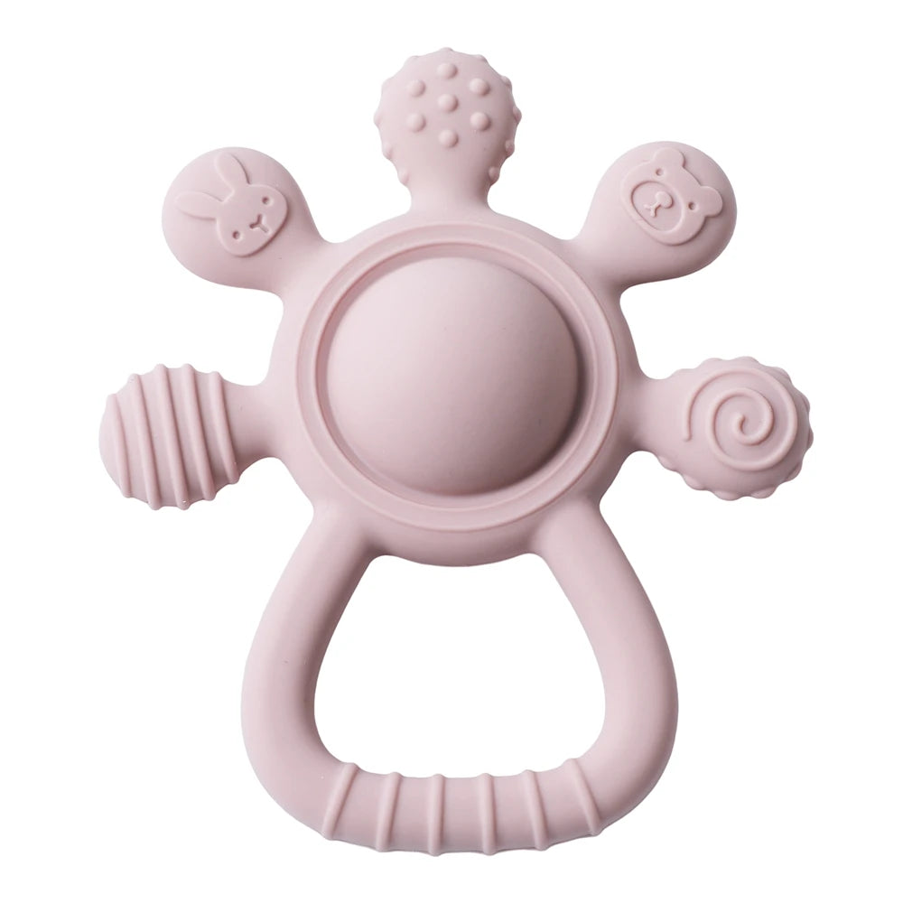 BPA-Free Silicone Teething Toy | Sensory Baby Rattle Teether