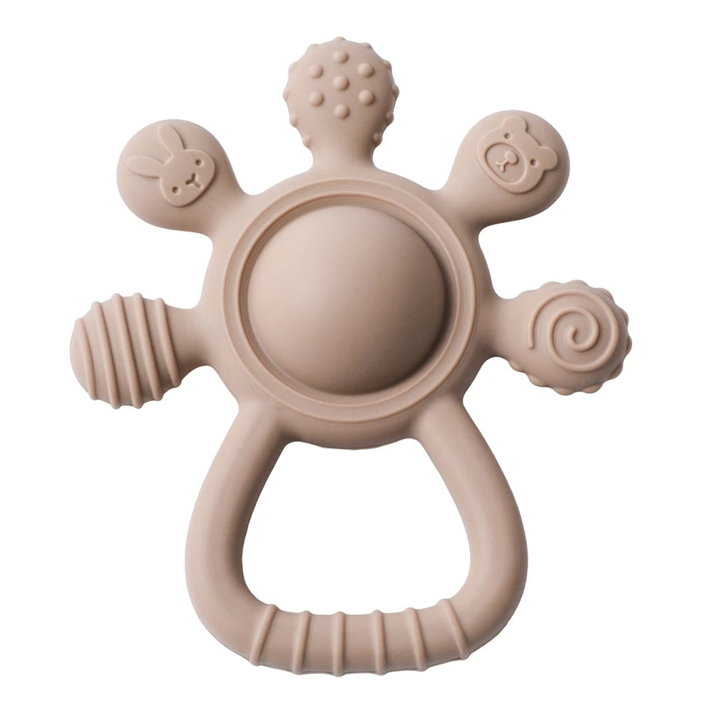 BPA-Free Silicone Teething Toy | Sensory Baby Rattle Teether