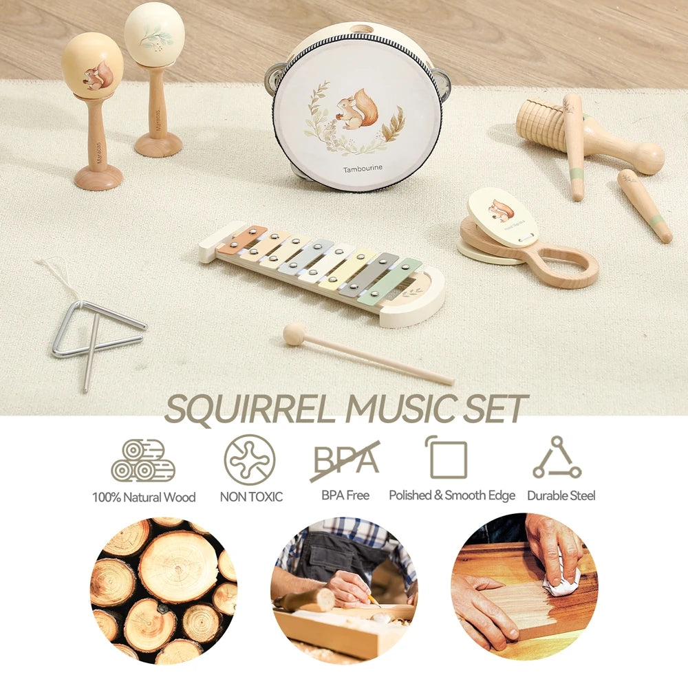 Wooden Baby Musical Instruments Set | Montessori Music Toy for Toddlers