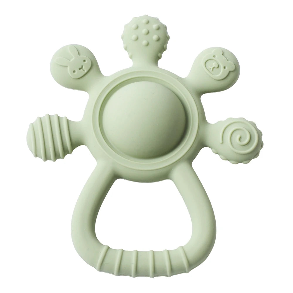 BPA-Free Silicone Teething Toy | Sensory Baby Rattle Teether