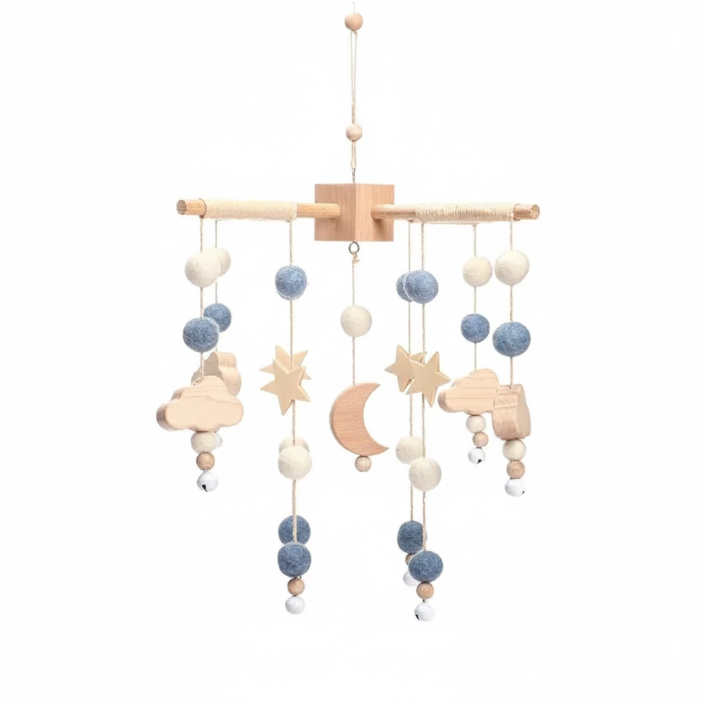 High Quality Blue Wooden Arm Mobile
